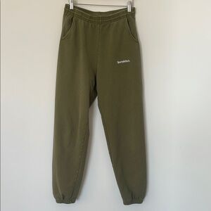 Sporty & Rich Jogger Sweatpant Pull on Embroidered Logo Army Green Small
